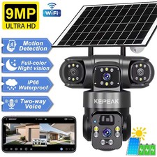 4K Solar Security Cameras Wireless Outdoor WiFi Night Vision PTZ HD Surveillance