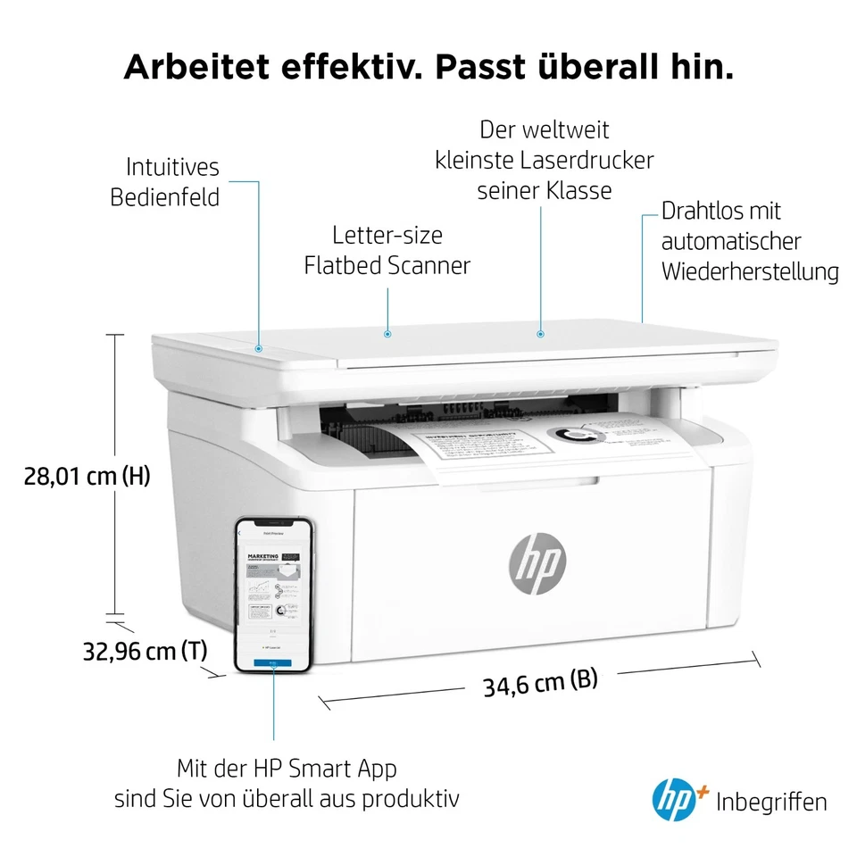 HP LaserJet M140we Laserdrucker Monochrom Multifunktionsdrucker WLAN Instant Ink - Bild 4 von 4