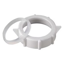 1-1/4" Dia, Polypropylene, White/Plastic, Slip-Nut And Washer, 1Ppb6