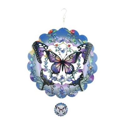 12'' 3D Butterfly Wind Spinner, Stainless Steel Metal Hanging Sculpture for