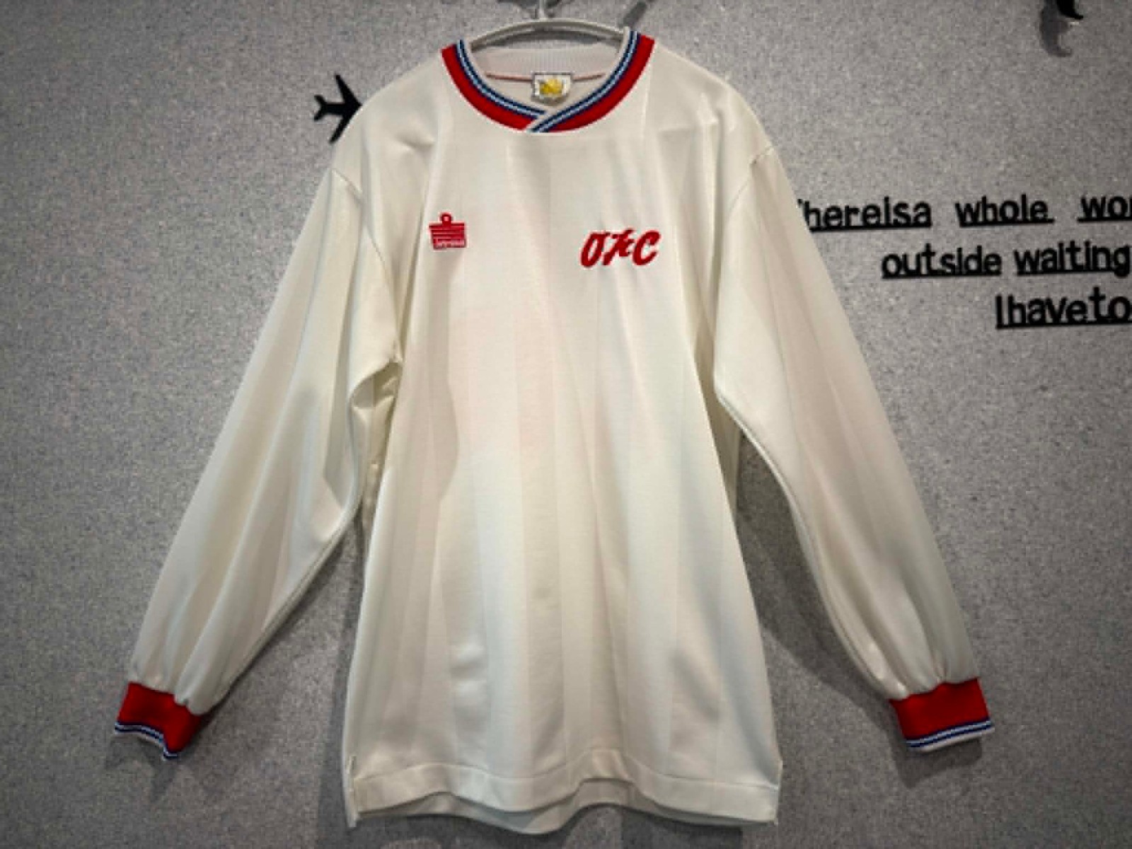 Vintage Admiral Long Sleeve Soccer Jersey White Red Blue Size L Made in Japan