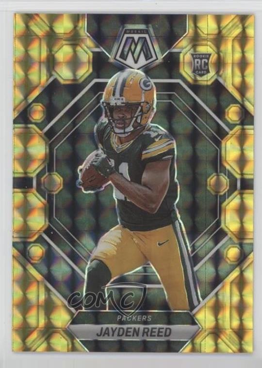 2023 Panini Mosaic Rookies Reactive Yellow Prizm Jayden Reed #333 Rookie RC