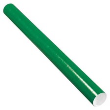 PARTNERS BRAND P3036G Mailing Tubes with Caps, 3" x 36", Green, PK24