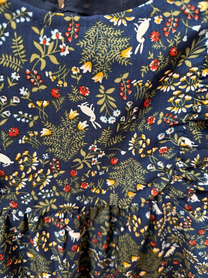 Hayden Girls Navy Floral Long-Sleeve Ruffle Dress Polyester XL - Image 3 of 4