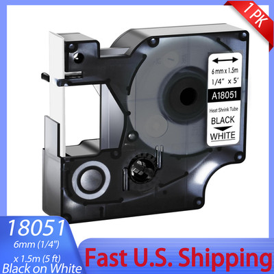 1PK 1/4'' A18051 Heat-Shrink Tube IND Label Tape Fit for Dymo Rhino 3000