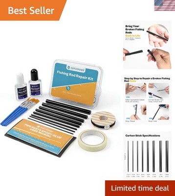 Complete Fishing Rod Repair Kit with Epoxy and Carbon Fiber Sticks
