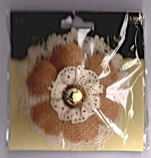 The Paper Studio BURLAP & LACE FLOWER  (1pc) #881557 scrapbooking