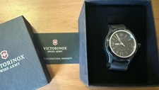Vintage Victorinox Swiss Army 241513 Black PVD Field Watch Quartz Date Runs