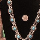 Estate Sales Genuine CARICO LAKE Turquoise Squash Blossom Necklace — photo 4