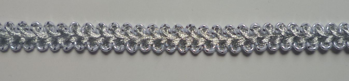 1m Brocade Ribbon Twisted Silver Approx. 10mm Wide