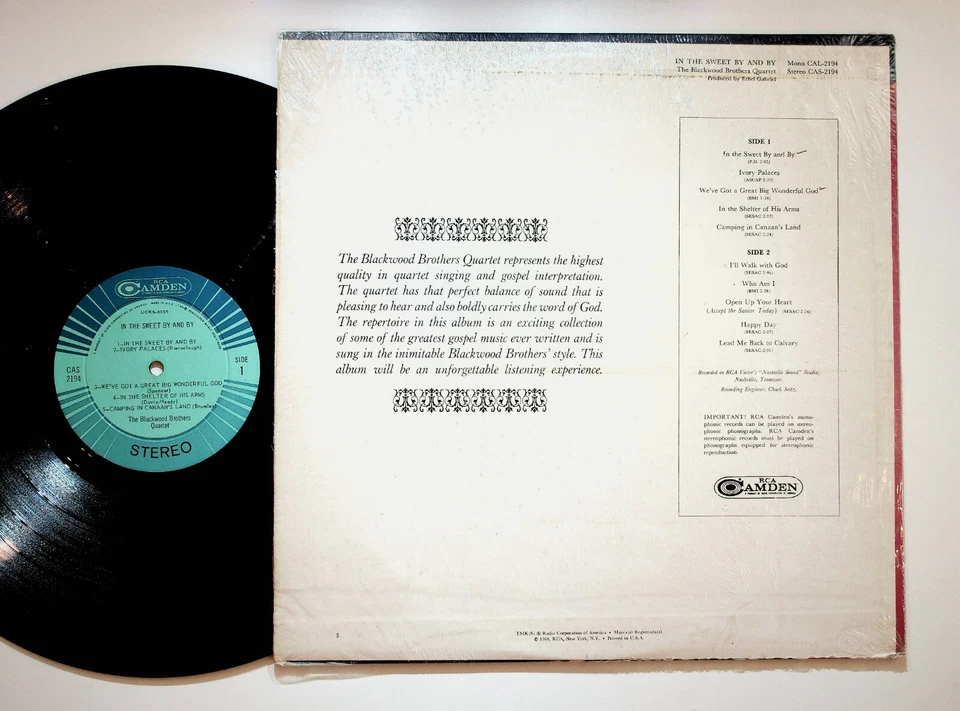 1968 Blackwood Brothers Sweet By And By Gospel Christian Vinyl LP Record Foto 2 de 4