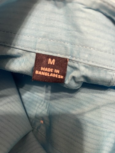 Mens John Ashford Button Up Pocket Shirt Blue Striped Short Sleeve Bangladesh - Picture 4 of 10