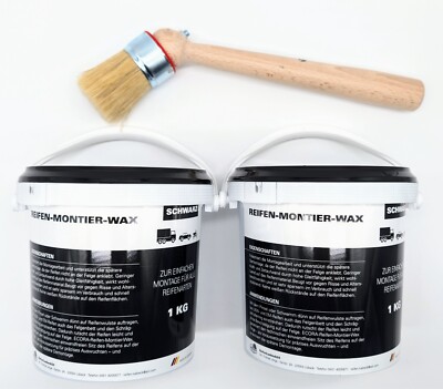 2x Reifen Montage Paste 1 kg schwarz + 1x Pinsel | Reifenmontagepaste Montagewax