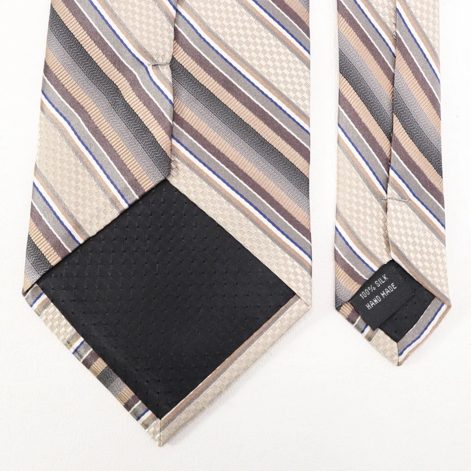 Corbata de guión Martin Wong de colección para hombre 64 en XL seda gris cacao rayas diagonales Foto 4 de 4