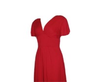 Red Dress Size S/P Knit Short Sleeve V-Neck Stretch
