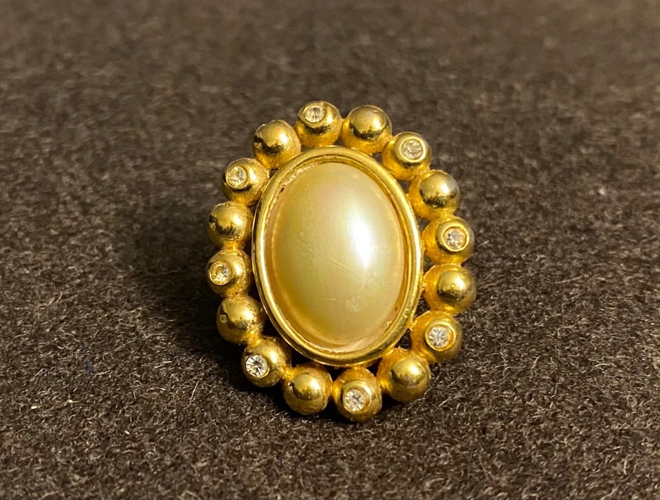 Christian Dior - Ohrclip mit Kunstperle Zirkonien Goldfinish Einzelstück -Ersatz - Bild 2 von 4