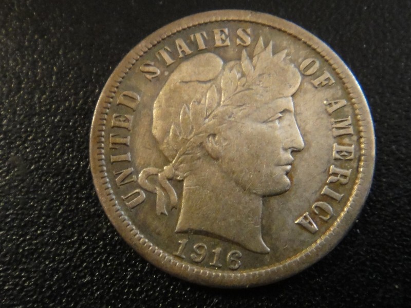 1916 P 10c Barber Dime AU Details Philadelphia Coin