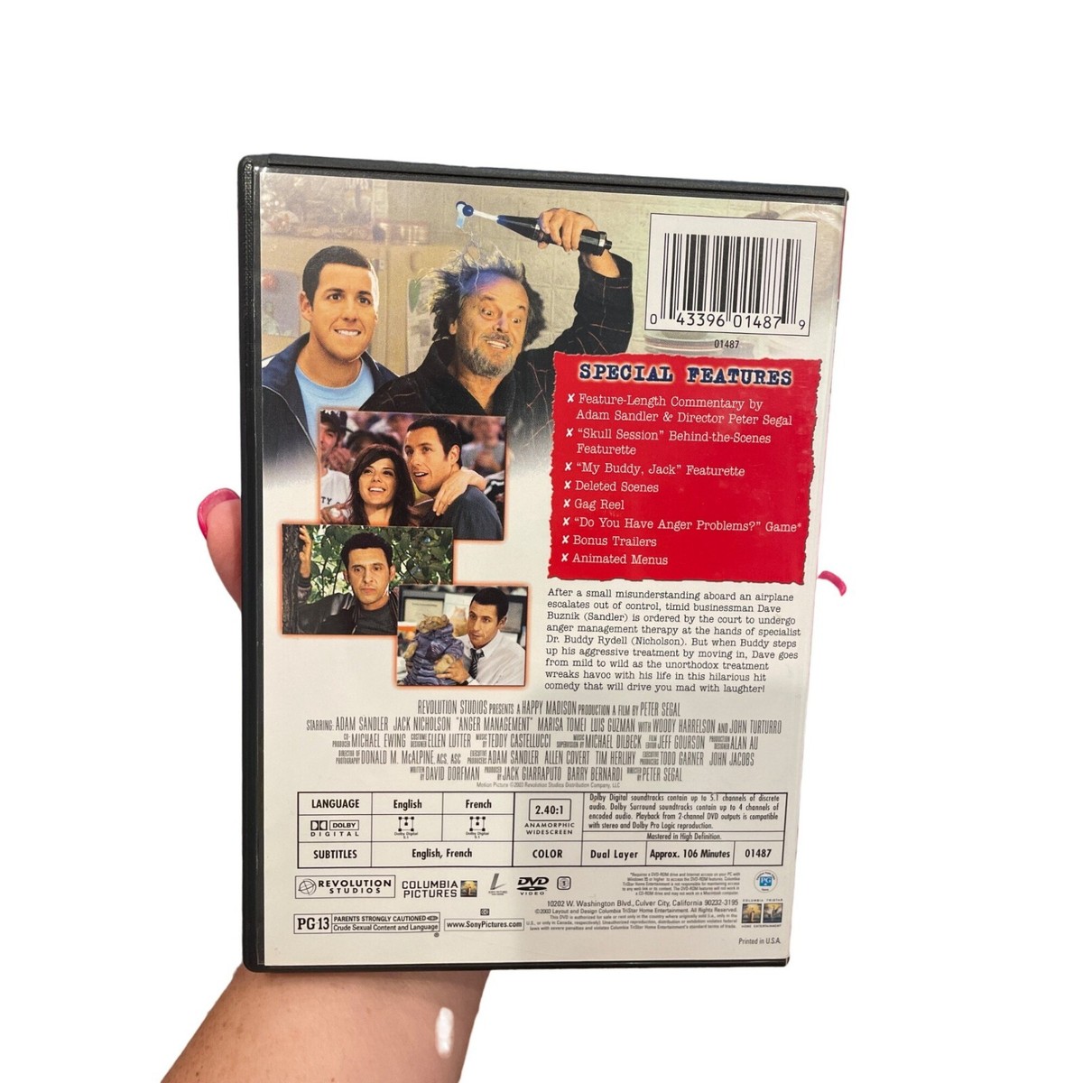 Anger Management DVD Adam Sandler Jack Nicholson | eBay