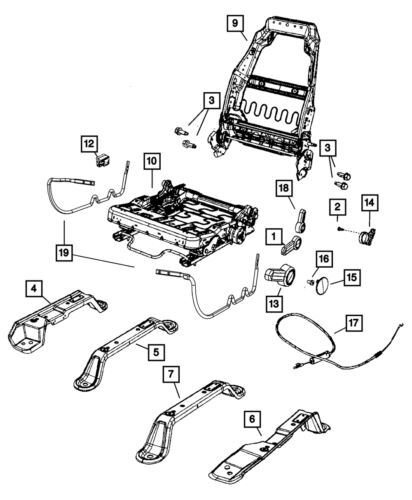 Cable de asiento interior delantero izquierdo para Jeep Wrangler (2007-2010) (N/P 68003053AA)