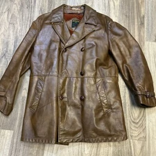 Schott  Coat leather camel 40 Vintage. See Photos For Flaws