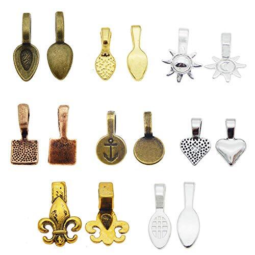 120PCS Mixed Glue on Bail for Jewelry Making Bales Pendant Connectors