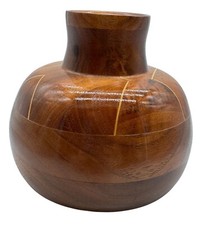 Handcrafted Wooden Decorative Vase from Missouri W/ Inlay Pattern 4" x 4"