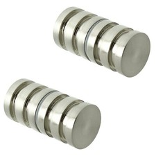 2 x 30mm Shower Door Knob Handles With Screws Double Grooved Mirror Chrome