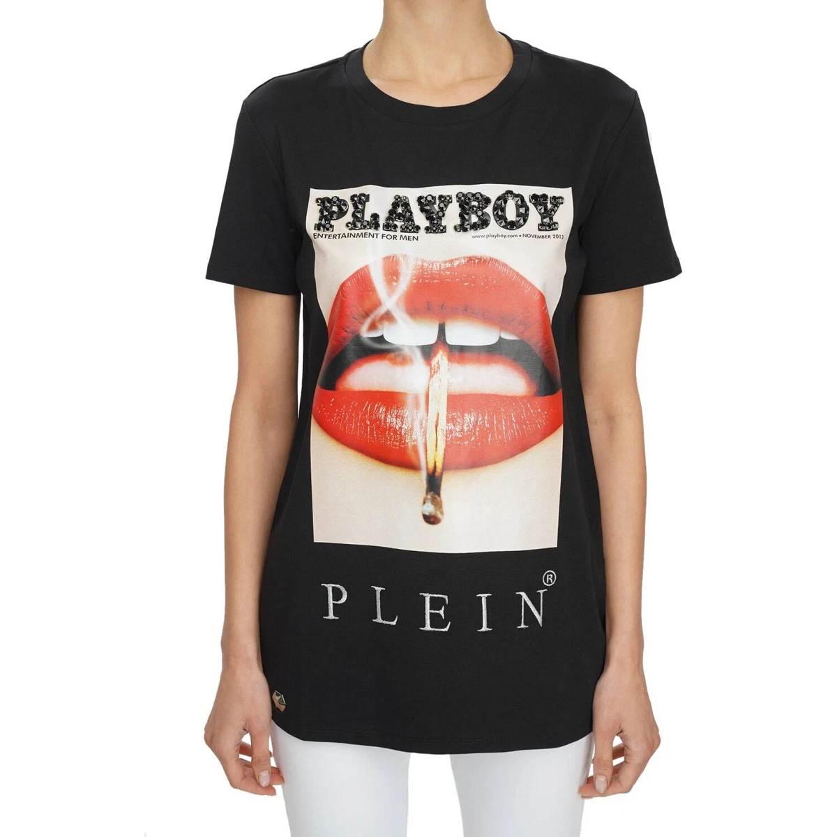 Haut Côtelé Philipp Plein Rose à Ourlet Cristal - Occasion Très Bon état Taille M