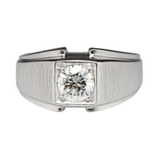 Mens Platinum Band Lab Created Diamond Ring Round 1 Ct PT950 6 MM