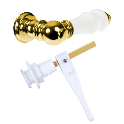 FNX BATHROOMS Gold Toilet Cistern Lever Flush Handle White Ceramic Antique Bath Traditional