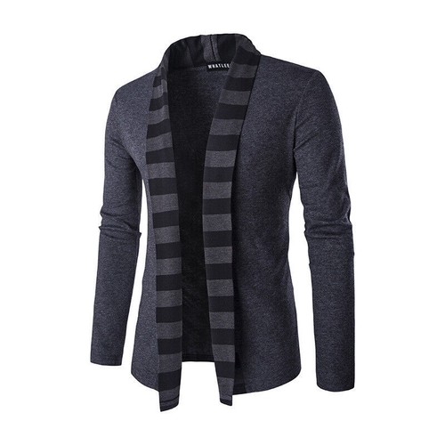 Maglione da uomo casual giacca a maglia cardigan colletto vestibilità sciolta top cappotto outwear - Foto 9 di 10