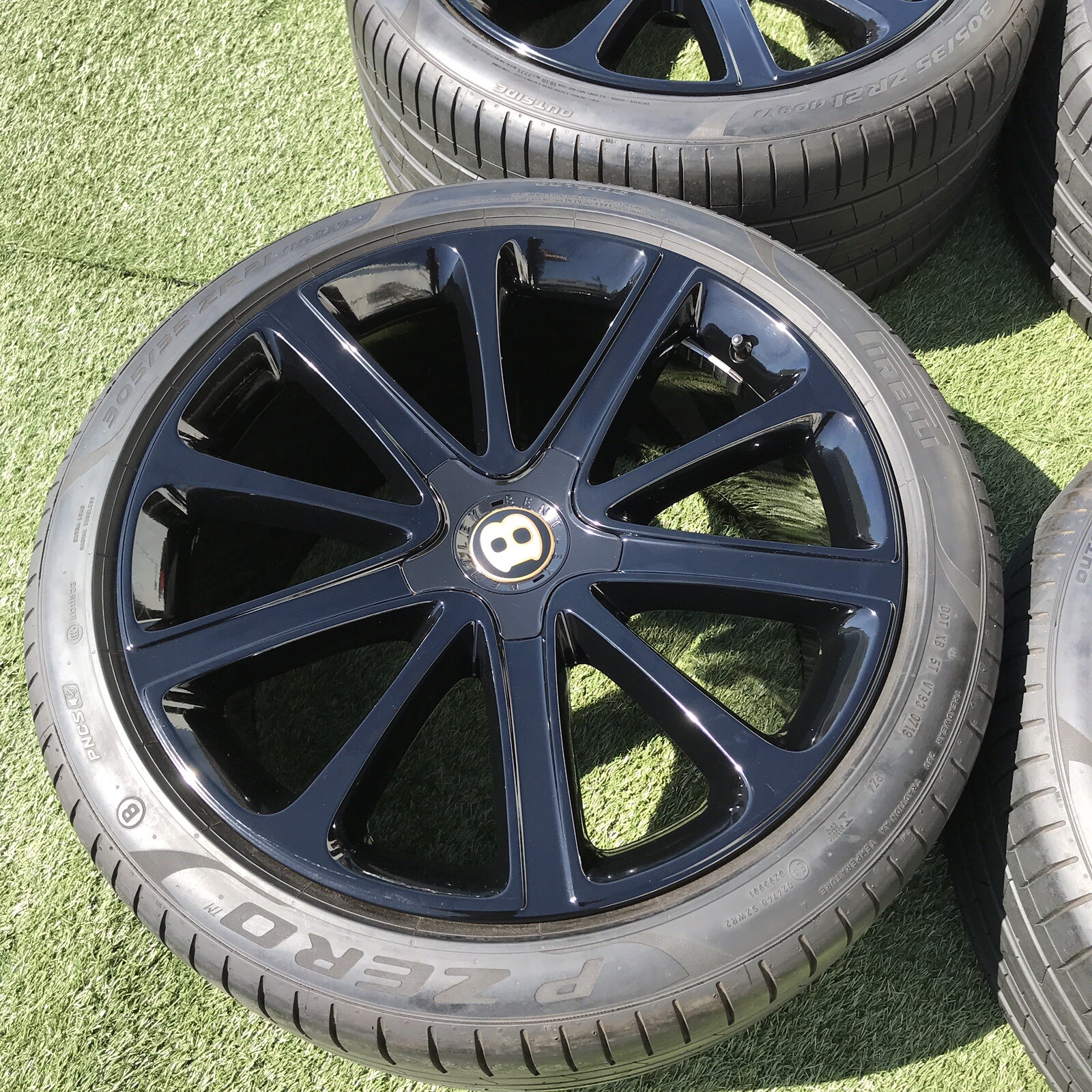 21" Bentley  Continental GT GTC 2022 RIMS TIRES GENUINE ORIGINAL WHEELS BLACK 4 