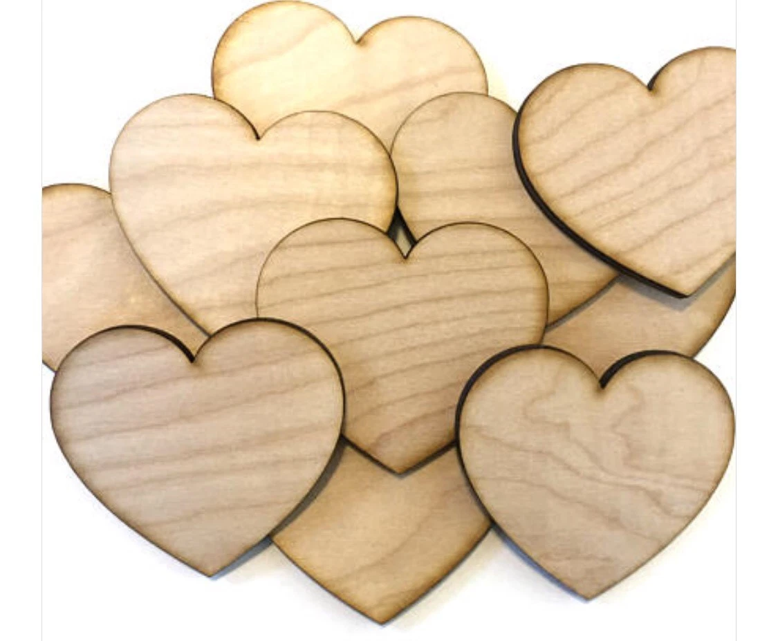 10 Unfinished Wood Hearts 3 inch, wood heart, Holiday Craft supplies