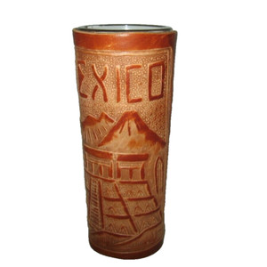VTG Leather Wrapped Tall Shot Glass Puerto Vallarta Mexico Rawhide Lacing