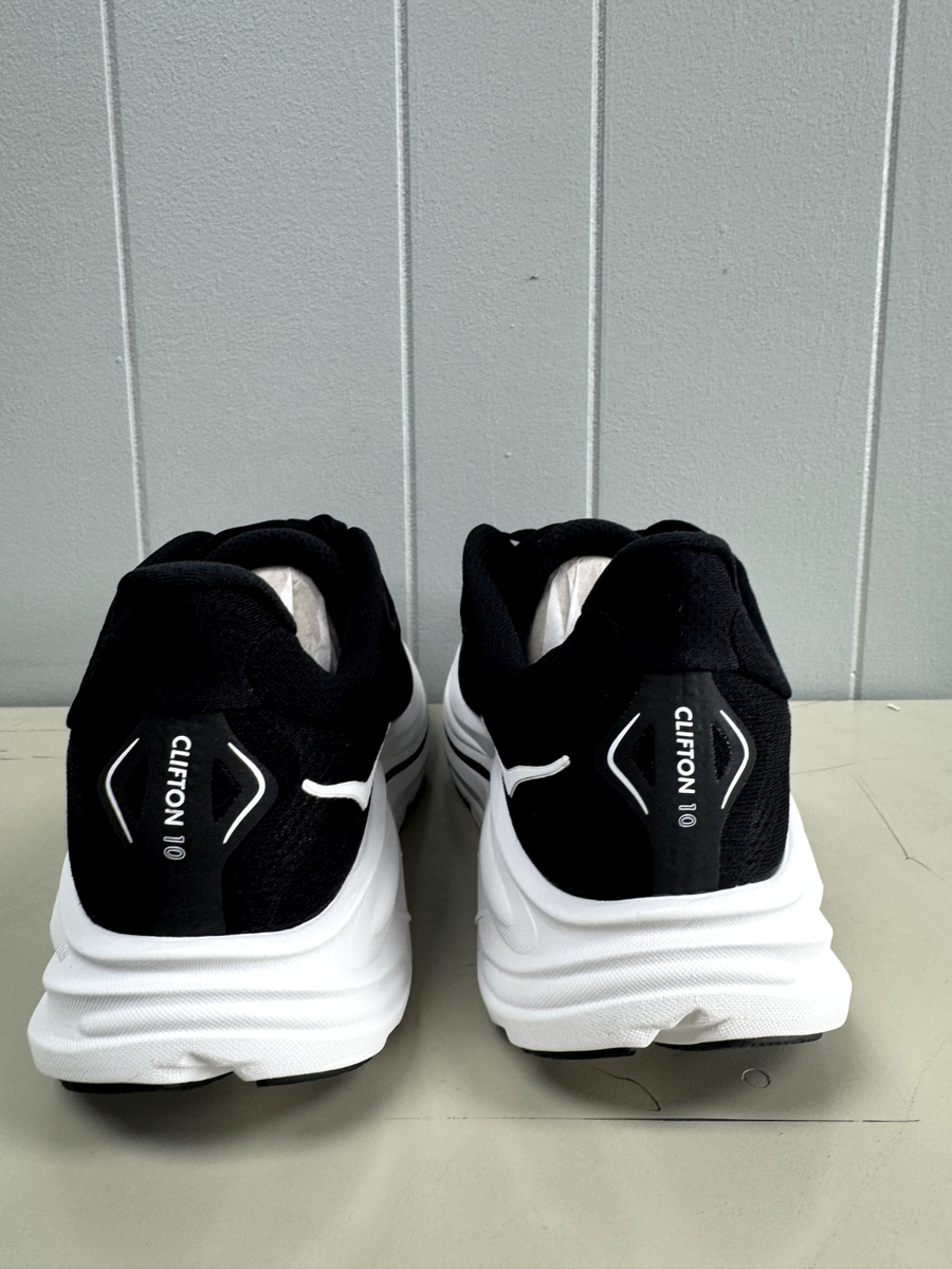 Hoka One One Clifton 10 Black White 1162030-BWHT Mens New | eBay