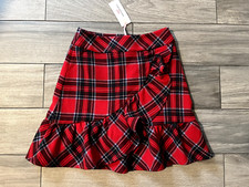 VINEYARD VINES NANTUCKET LUREX RED TARTAN PLAID SKIRT, NWT 128, 00 HOLIDAY