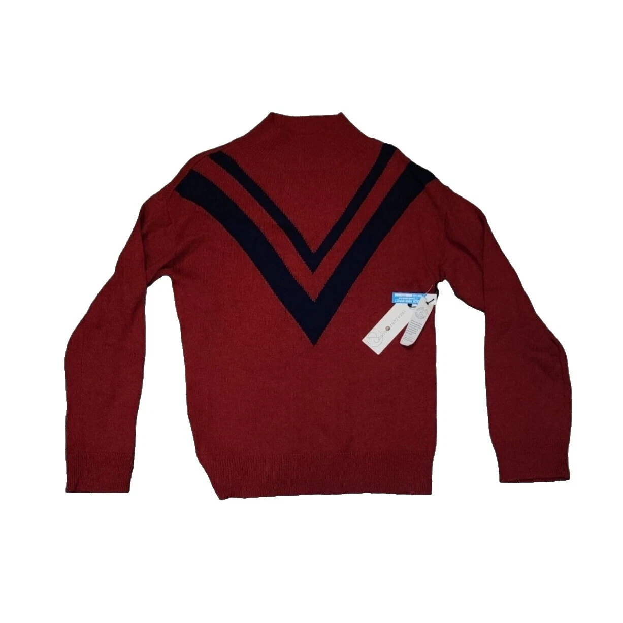 Algodón para mujer a rayas suéteres de cuello falso