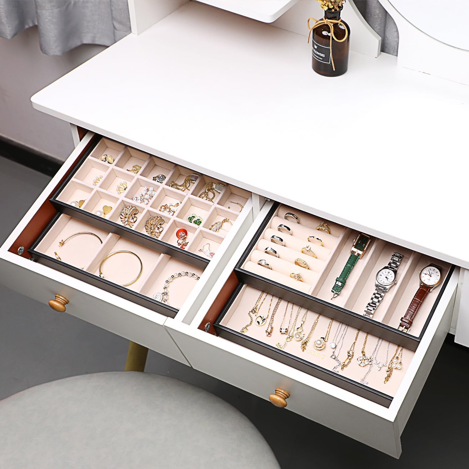 Set of 4 Stackable Black Jewelry Organizer Trays eBay