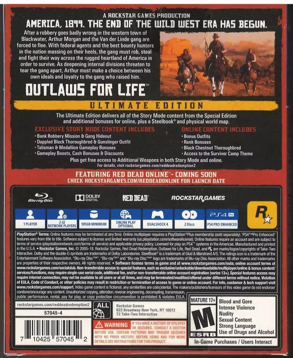  Red Dead Redemption 2 Playstation 4 : Take 2 Interactive: Video  Games