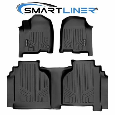 SMARTLINER Custom Fit Floor Mats 2 Row Liner Set 2019-2025 Silverado Sierra 1500