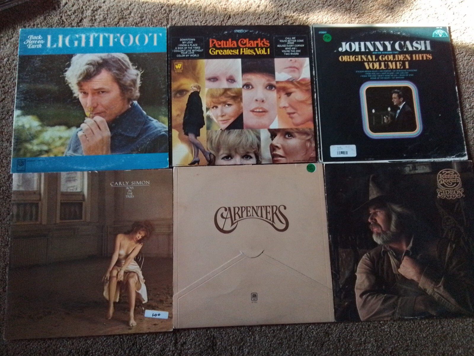 SIX 60'S/70'S VINTAGE ROCK/COUNTRY VINYL RECORD ALBUMS