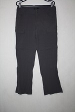 Prana Convertible Pants Sz 8 Dark Gray Straight Leg Nylon Roll Up Zip Off Hiking