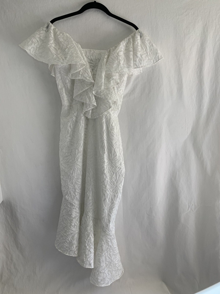 c meo collective white off the shoulder dress C/MEO Collective Off the Shoulder Dress Sz S Ivory