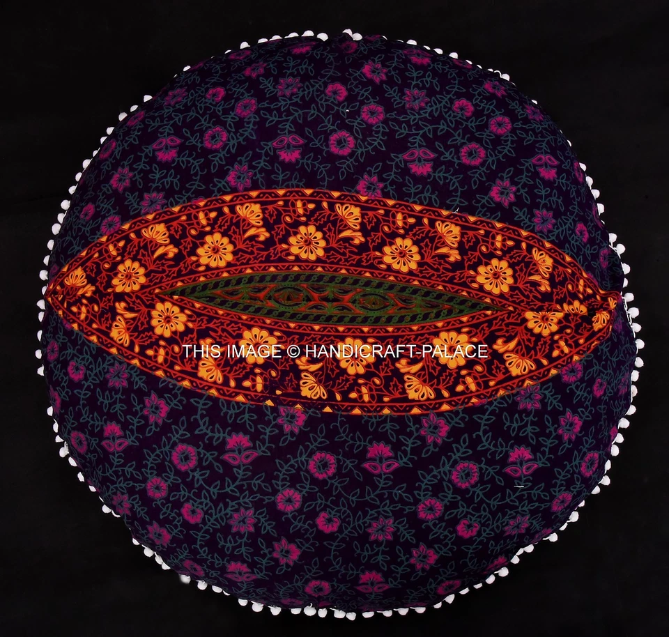 Funda de cojín redonda mandala indio grande 32" puf meditación piso almohada funda Foto 3 de 3