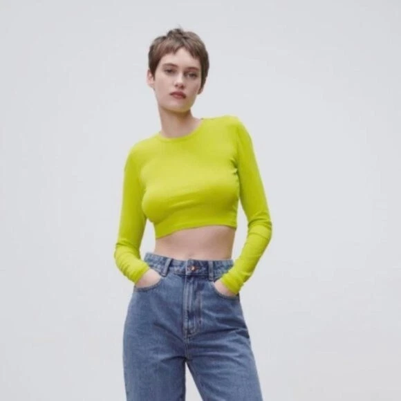 Zara neon 2024 crop top