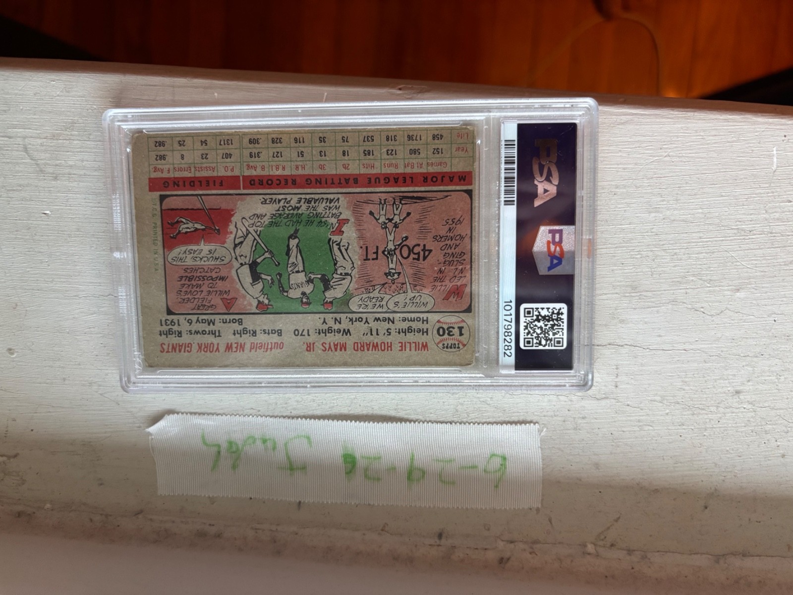 56 topps willie mays psa 2.5 view 2