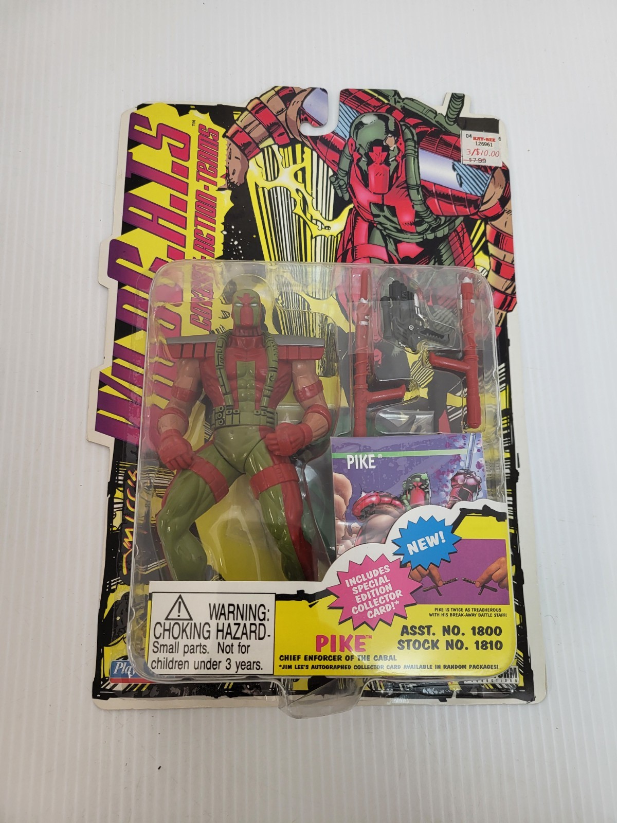 WILD C.A.T.S. PIKE 6" in Action Figure Playmates 1995 Collectors Card Jim Lee Y5
