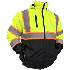 Men's Hi Vis Waterproof Safety Jacket Class 3 Cold Weather Work Construction Yel