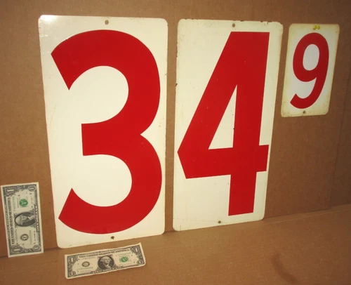 GAS PRICE Numbers- OLD ORIGINAL VINTAGE 3 SIGN SET -18"Tall- TIN METAL Low Price