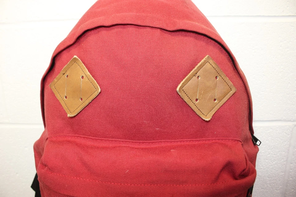 Mochila Eastpak Vermelha Vintage MARTY MCFLY BTTF Feita nos EUA Parte Inferior de Couro GENUÍNA! - Imagem 3 de 4